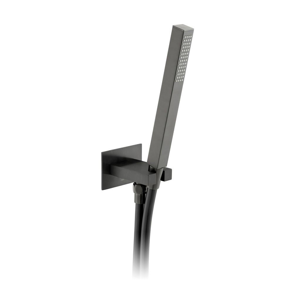 Cutout image of Vado Individual Brushed Black Square Shower Handset & Outlet